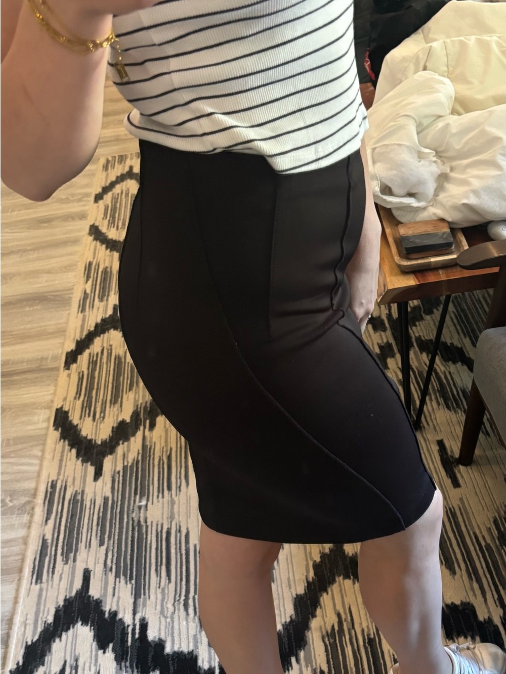 Black High-Waist Pencil Skirt
